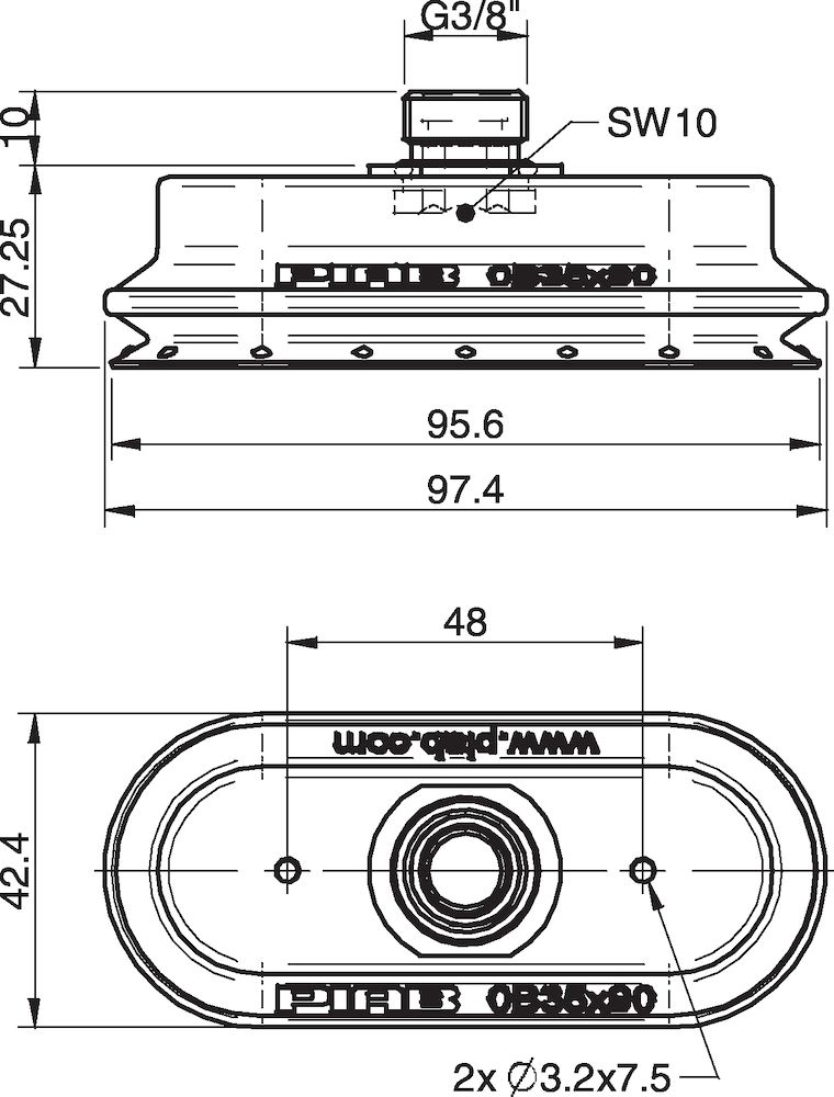 Piab Suction cup OB35x90P Polyurethane 60, thread insert G3/8 with mesh filter for Vacuum Gripper S
