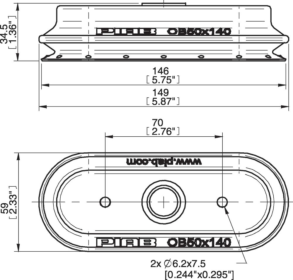 Piab Suction cup OB50x140P Polyurethane 60 with collar for Vacuum Gripper System (VGS)