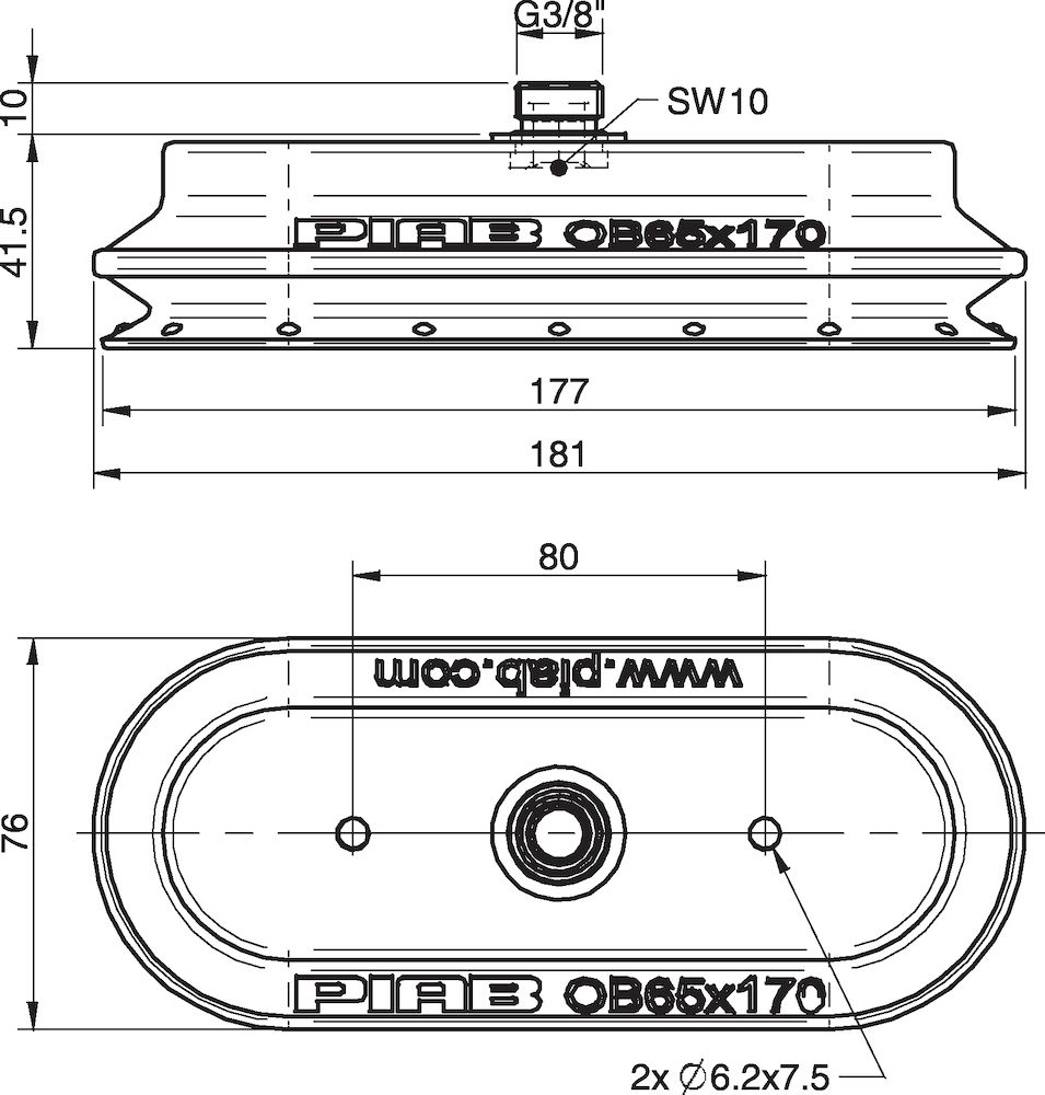 Piab Suction cup OB65x170P Polyurethane 30/60, thread insert G3/8 with mesh filter for Vacuum Gripp
