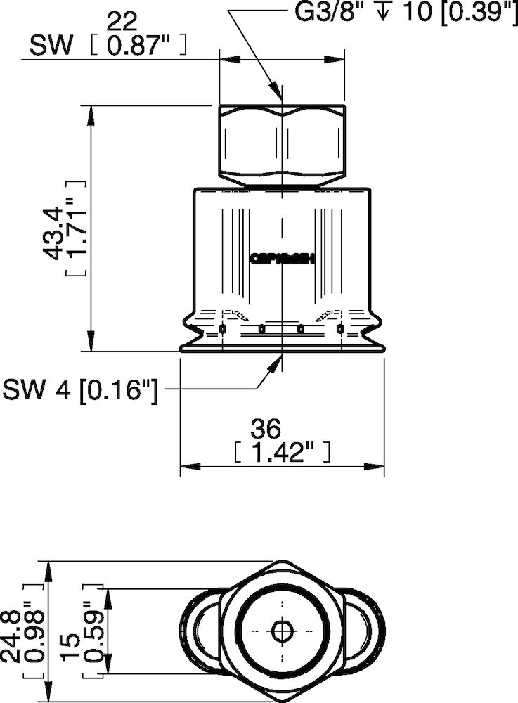 Piab Suction cup OBF15x35P H Polyurethane 60, G3/8 female