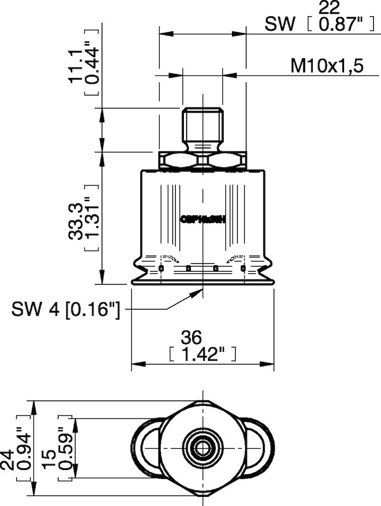 Piab Suction cup OBF15x35P H Polyurethane 60, M10x1.5 male