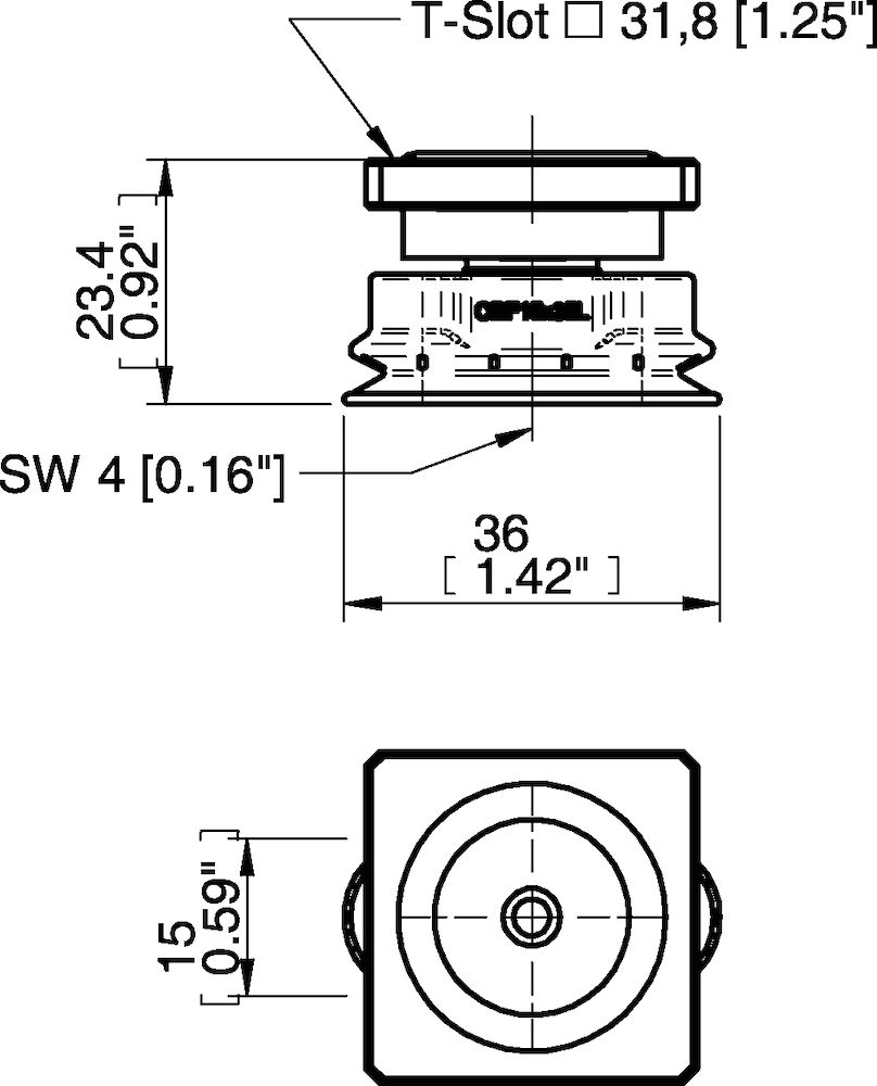 Piab Suction cup OBF15x35P L Polyurethane 60, T-slot
