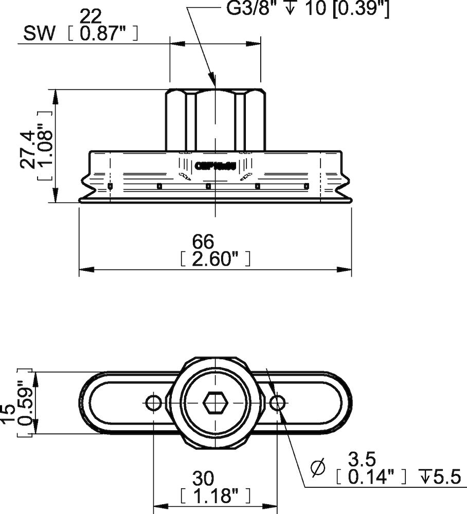 Piab Suction cup OBF15x65P Polyurethane 60, G3/8 female plastic