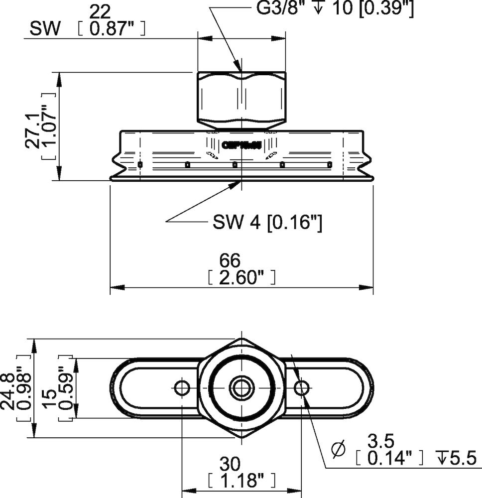 Piab Suction cup OBF15x65P Polyurethane 60, G3/8 female