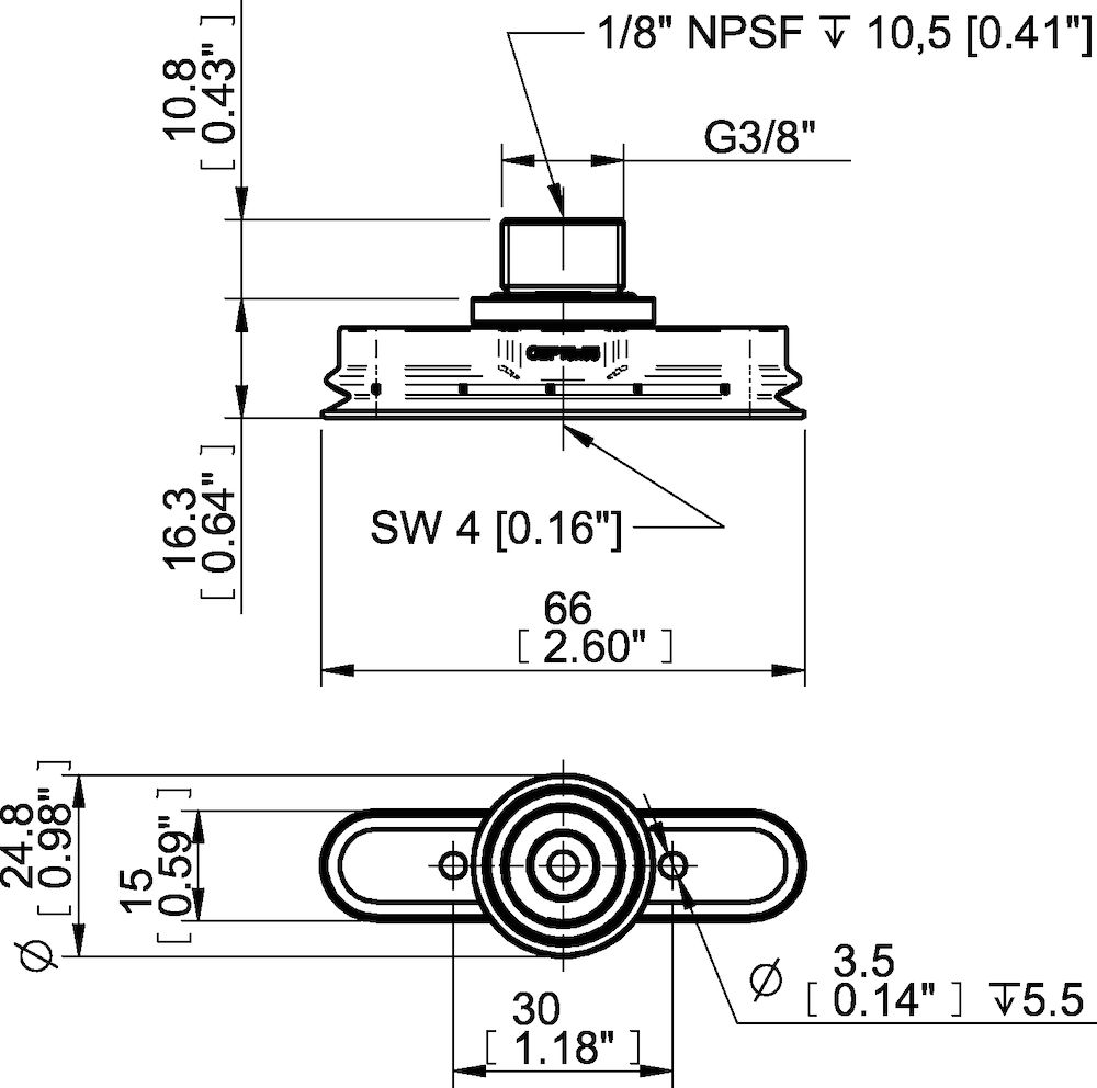Piab Suction cup OBF15x65P Polyurethane 60, G3/8 male