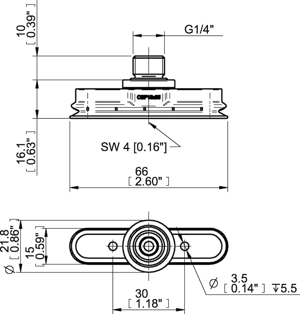 Piab Suction cup OBF15x65P Polyurethane 60, G1/4 male