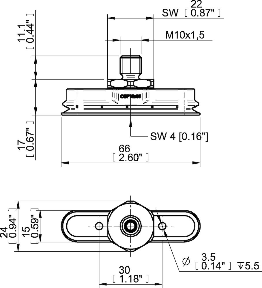 Piab Suction cup OBF15x65P Polyurethane 60, M10x1.5 male