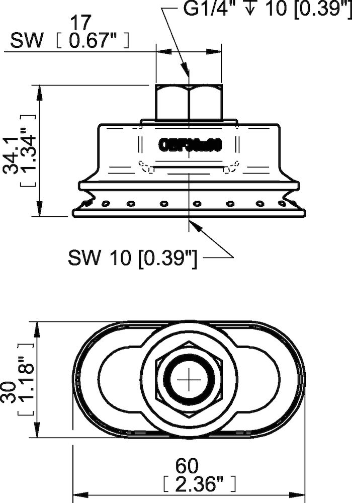 Piab Suction cup OBF30x60P Polyurethane 60, G1/4 female