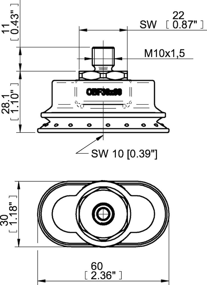 Piab Suction cup OBF30x60P Polyurethane 60, M10x1.5 male