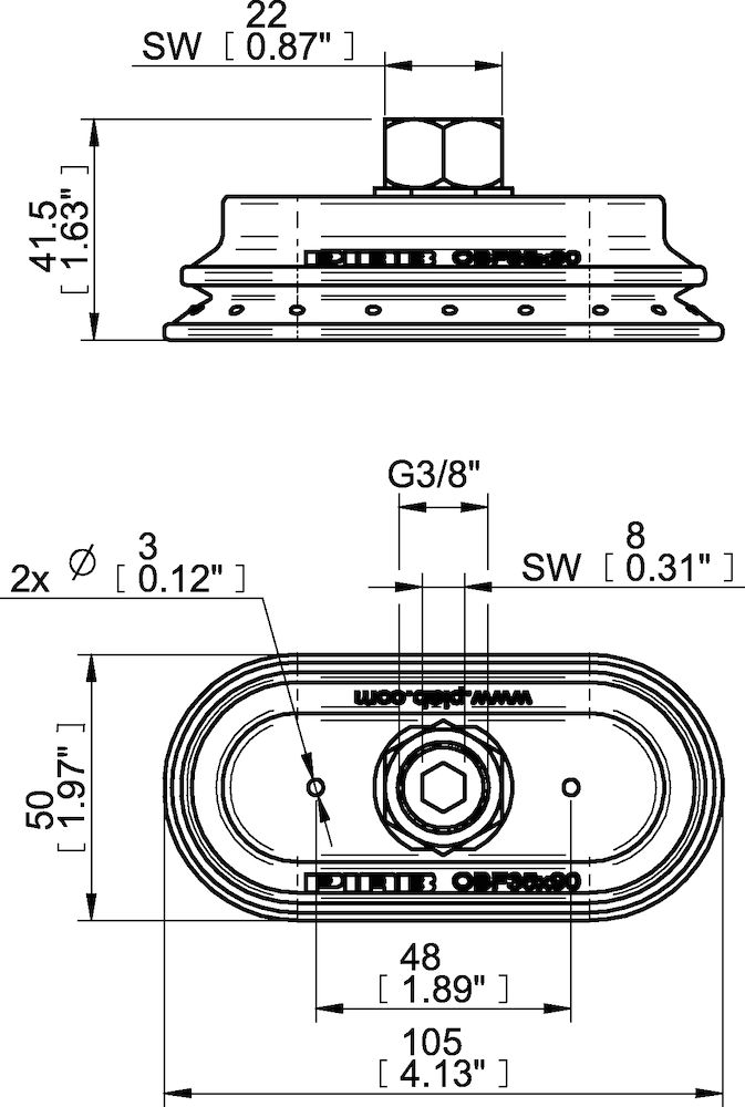 Piab Suction cup OBF35x90P Polyurethane 55/60, G3/8 female