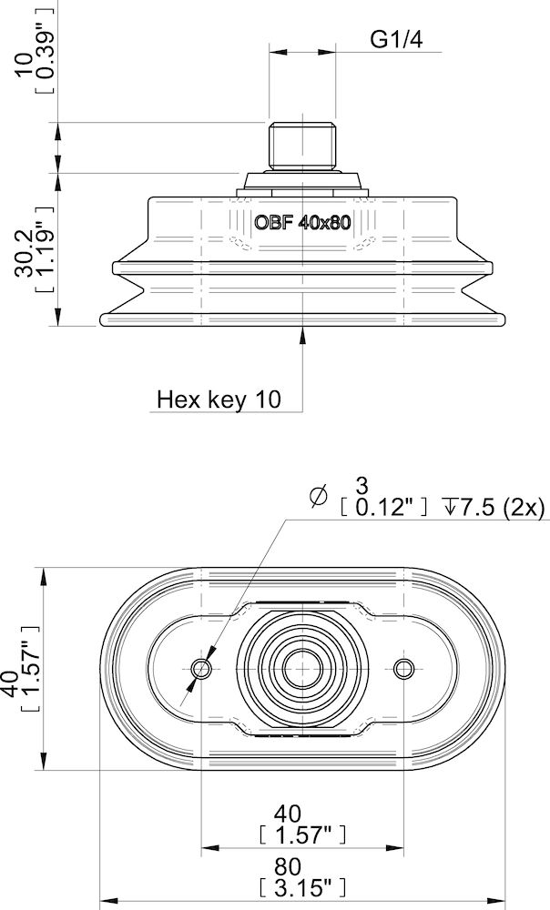 Piab Suction cup OBF40X80P Polyurethane 60, G1/4” male