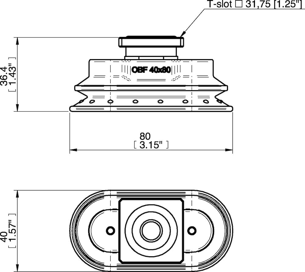 Piab Suction cup OBF40X80P Polyurethane 60, T-slot