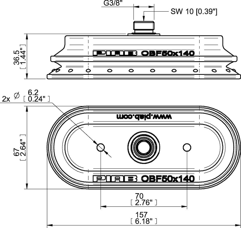 Piab Suction cup OBF50x140P Polyurethane 55/60, G3/8 male, with mesh filter