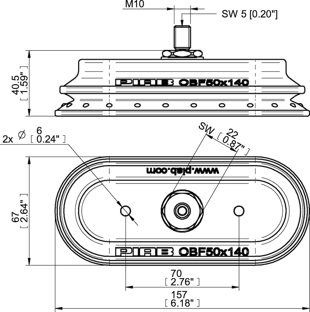Piab Suction cup OBF50x140P Polyurethane 55/60, M10x1.5 male