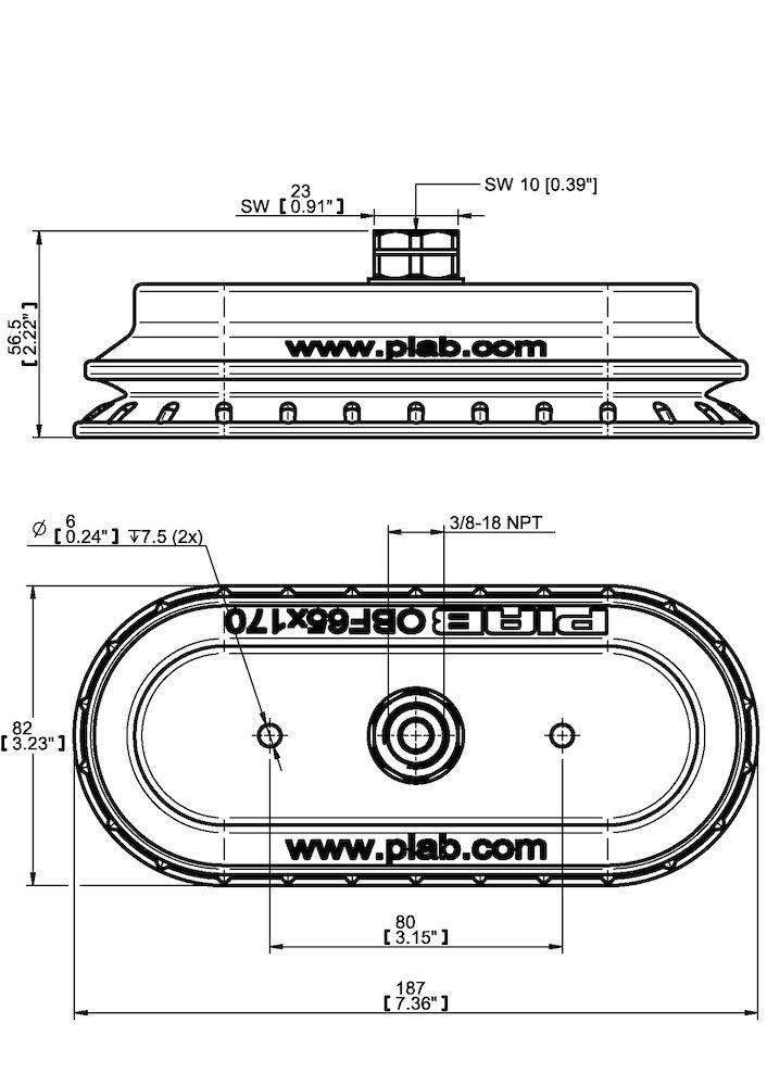 Piab Suction cup OBF65X170P Polyurethane 55/60, 3/8 NPT female