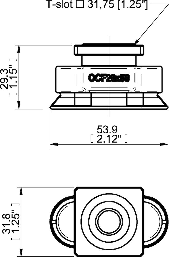 Piab Suction cup OCF20×50 Polyurethane 60, T-slot with mesh filter