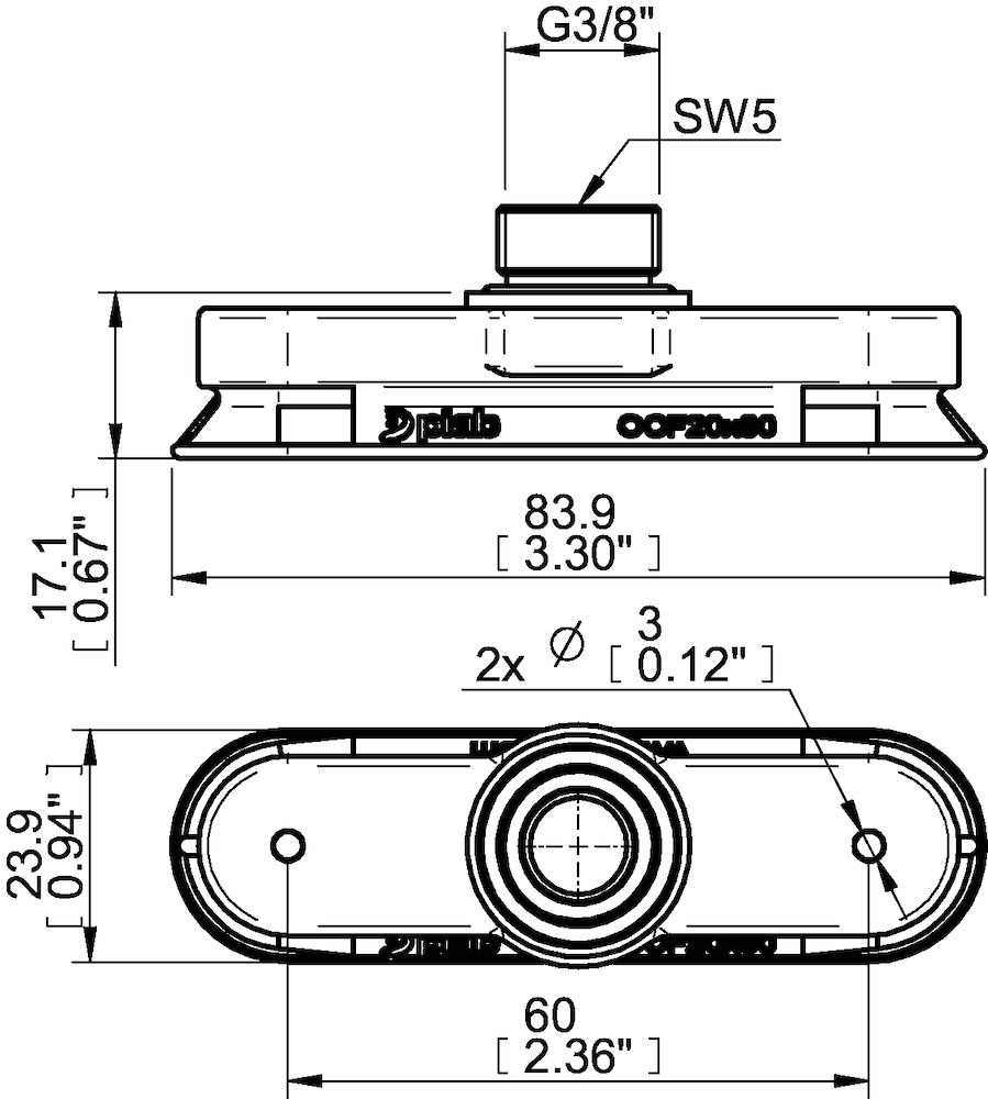 Piab Suction cup OCF20x80P Polyurethane 55/60, G3/8 male