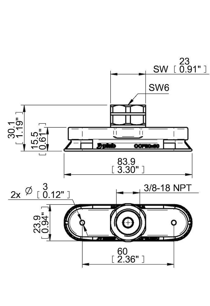 Piab Suction cup OCF20x80P Polyurethane 55/60, 3/8 NPT female