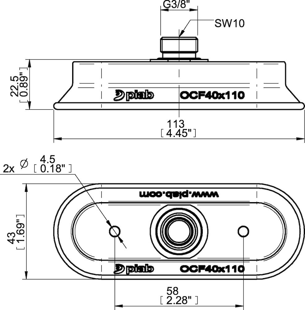 Piab Suction cup OCF40x110P Polyurethane 55/60, G3/8 male