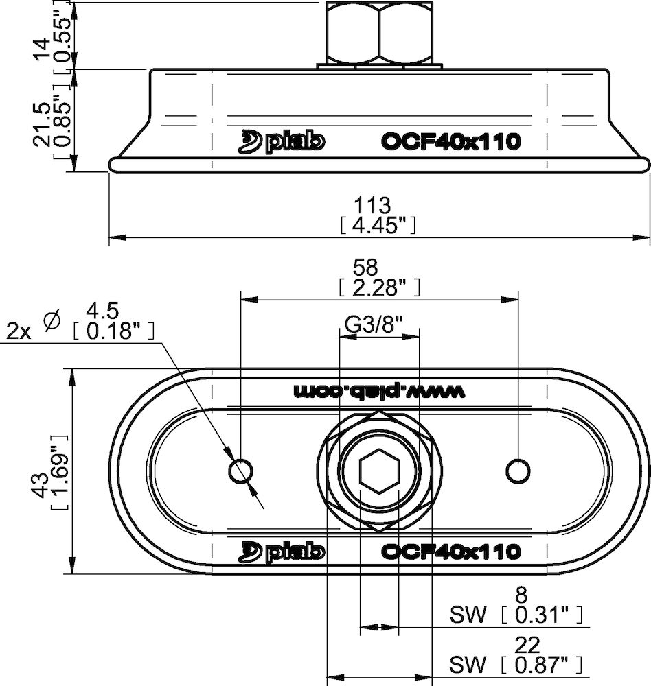 Piab Suction cup OCF40x110P Polyurethane 55/60, G3/8 female