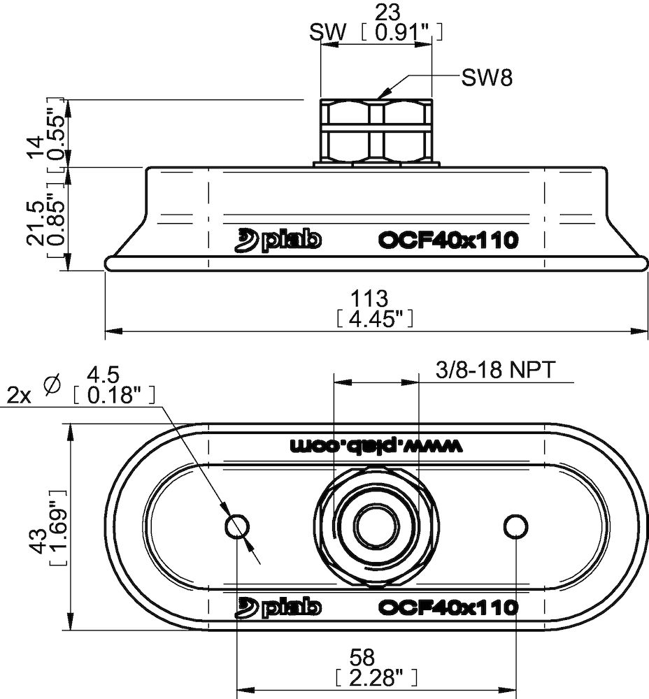Piab Suction cup OCF40x110P Polyurethane 55/60, 3/8 NPT female