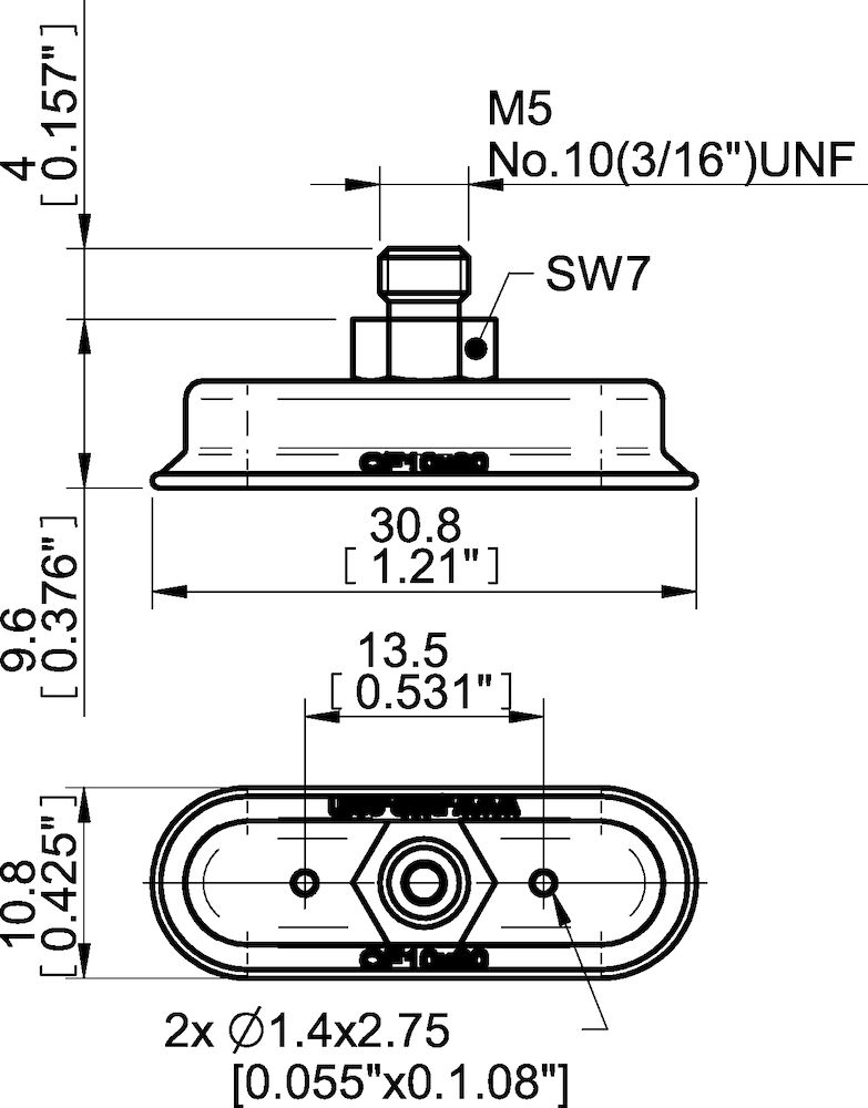 Piab Suction cup OF10x30P Polyurethane 50, M5 male