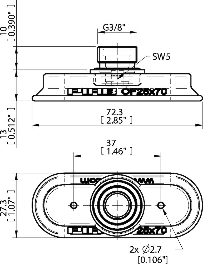 Piab Suction cup OF25x70P Polyurethane 60, G3/8 male
