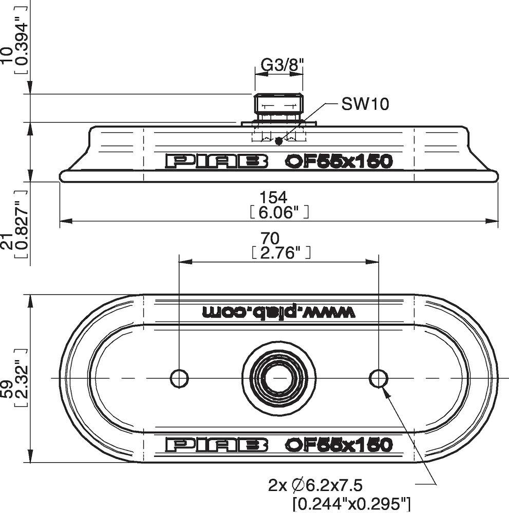 Piab Suction cup OF55x150P Polyurethane 40, thread insert G3/8 with mesh filter for Vacuum Gripper 