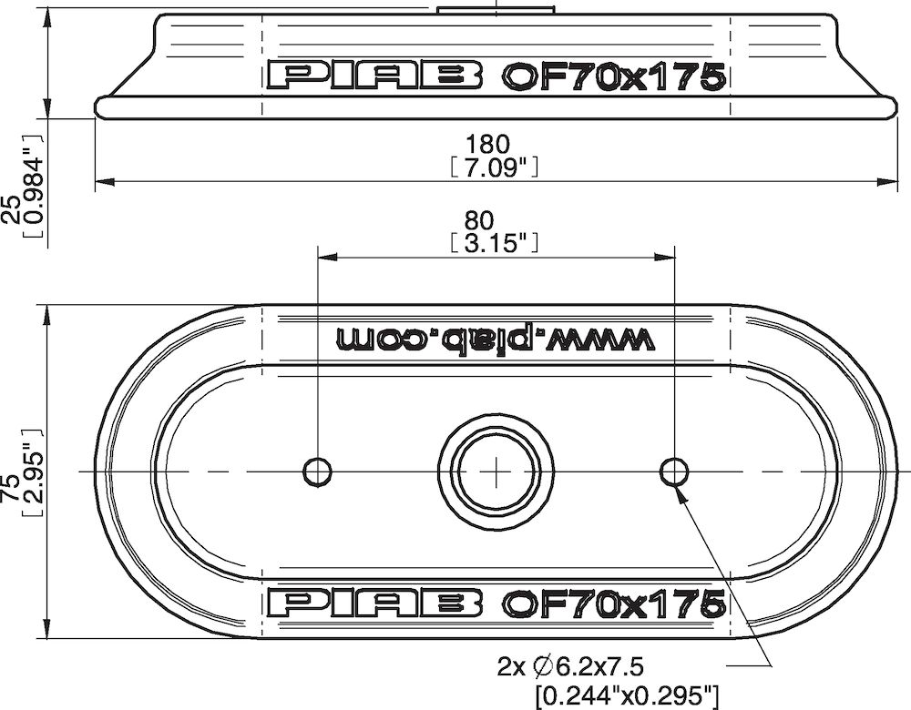 Piab Suction cup OF70x175P Polyurethane 60 with collar for Vacuum Gripper System (VGS)