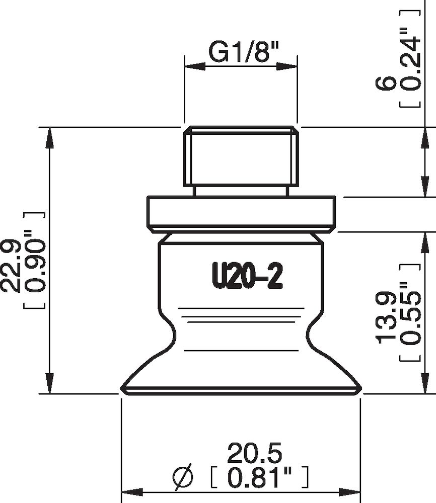 Piab Suction cup U20-2P Polyurethane 40, 1/8 Male