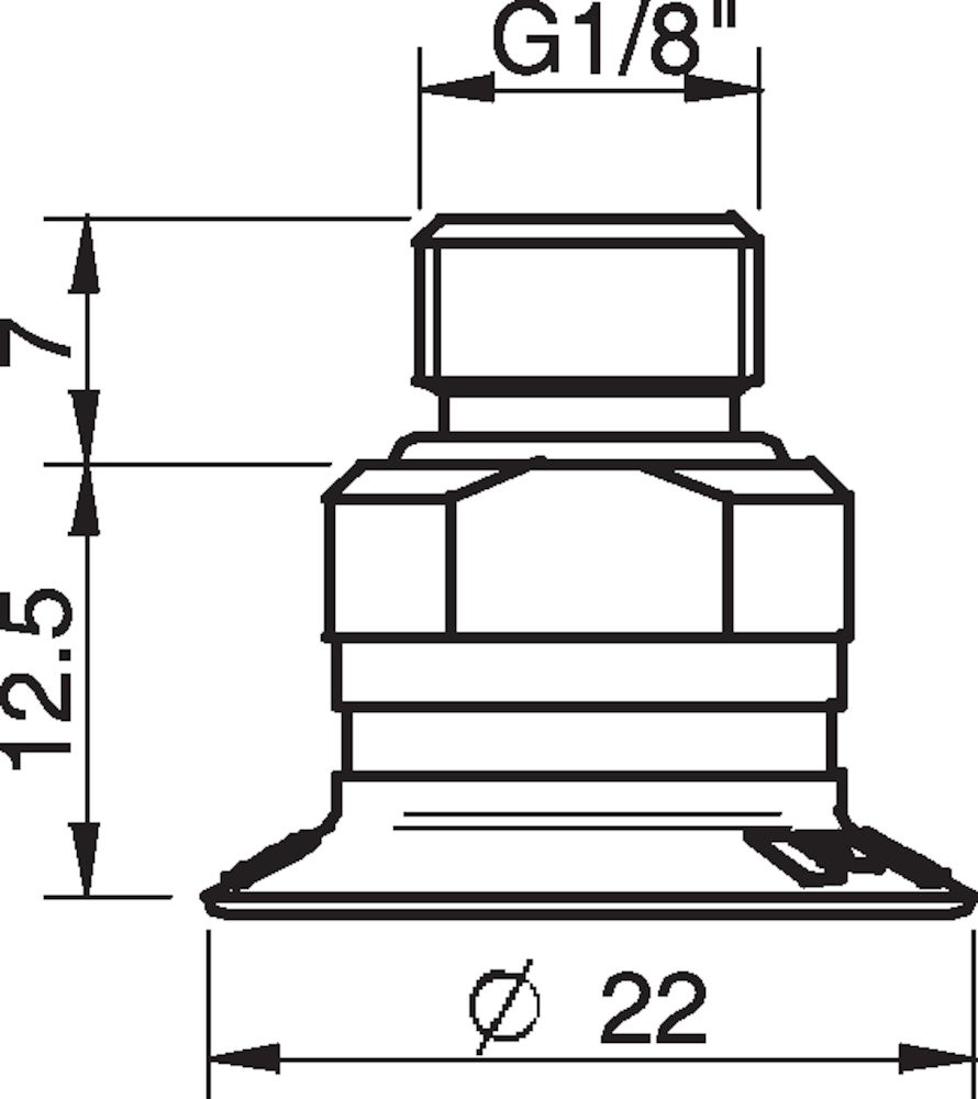 Piab Suction cup U20 Chloroprene, G1/8 male, with dual flow control valve