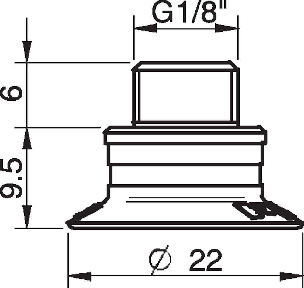 Piab Suction cup U20 Chloroprene, G1/8 male/M5 female, with dual flow control valve