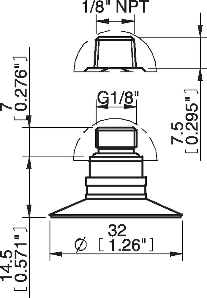 Piab Suction cup U30 Nitrile-PVC, 1/8 NPT male, with mesh filter