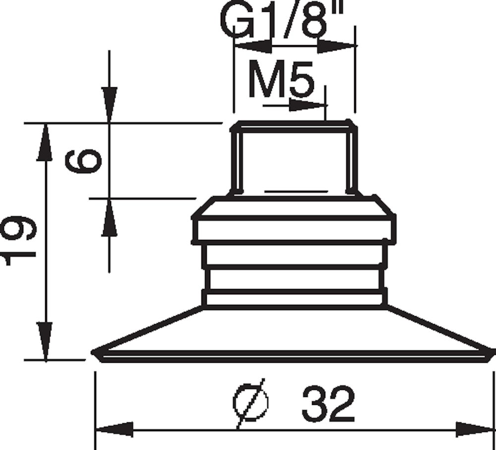 Piab Suction cup U30 Nitrile-PVC, G1/8 male / M5 female, PA