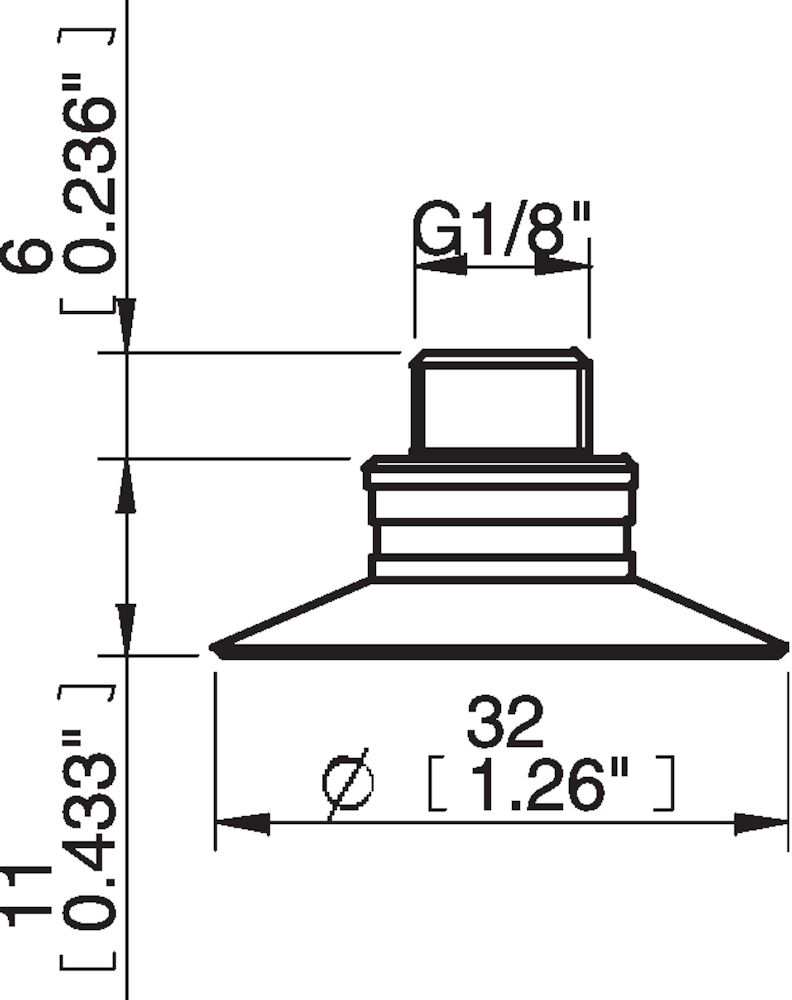 Piab Suction cup U30 Nitrile-PVC, G1/8 male / M5 female, with dual flow control valve