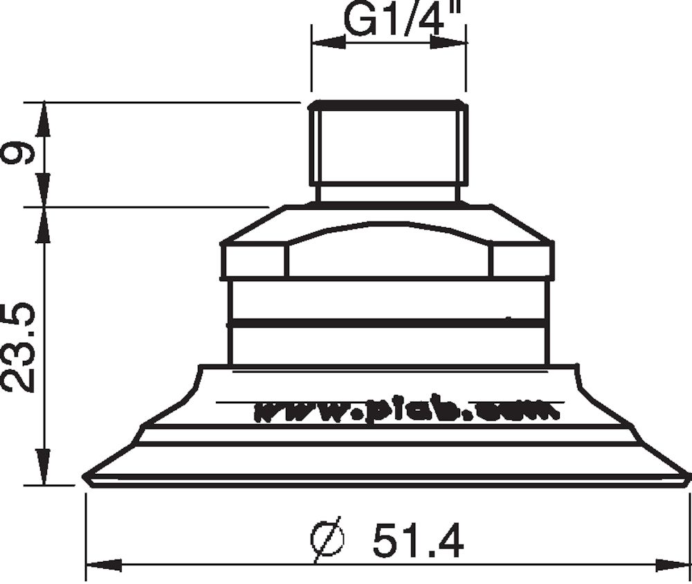 Piab Suction cup U50-2 Nitrile-PVC, 1/4 NPT male, with mesh filter