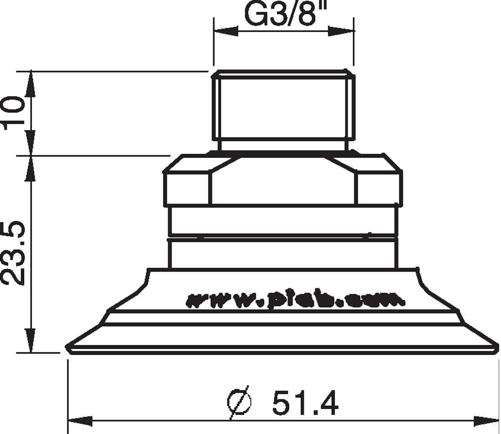 Piab Suction cup U50-2 Nitrile-PVC, G3/8 male, with mesh filter