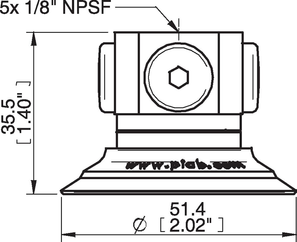 Piab Suction cup U50-2 Nitrile-PVC, 5x1/8 NPSF female