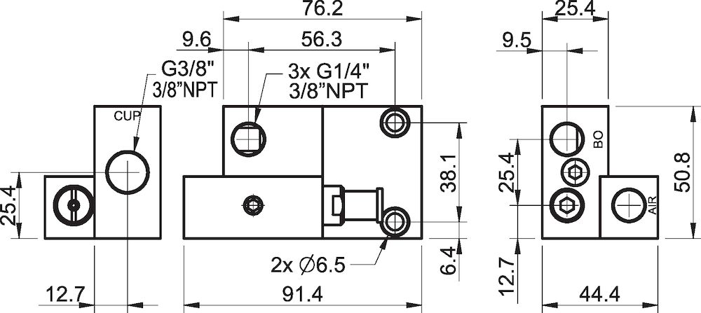 Piab Vacuum Check Valve VT1 COAX® cartridge MINI Pi12-2, non-return valve G3/8-G1/4