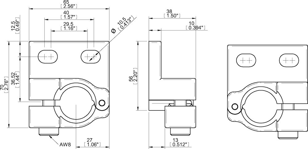 Piab Profile mount ball clamp, right hand